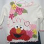 ELMO Girls 3pc Outfit Set Denim Jeans Jacket Shirt Top 12 Mo NEW