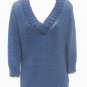TINT Womens Blue Loose Knit 3/4 Sleeve V-Neck Sweater M 8 10 NEW
