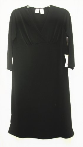 DUO Maternity Black Wrap Bodice Dress M Medium NEW