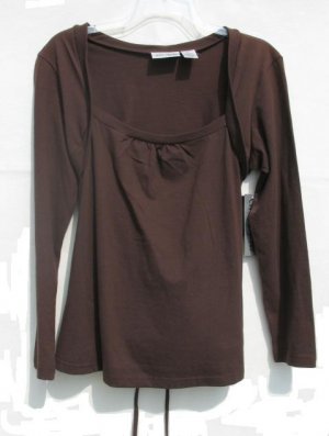 WE'RE TOGETHER Maternity Brown Shrug LS Shirt Top M NEW
