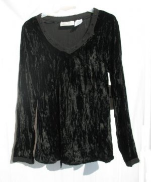 OH MAMMA Maternity Black Crinkle Velour Shirt Top M 8 10 NWT NEW