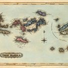British and US Virgin Islands Danish West Indies Caribbean map 1823 by Lucas