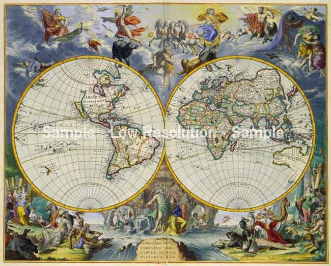 World map 1683 by Johannes De Ram