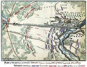 Battle of Savage’s Station Virginia 1862 Civil War map by Sneden