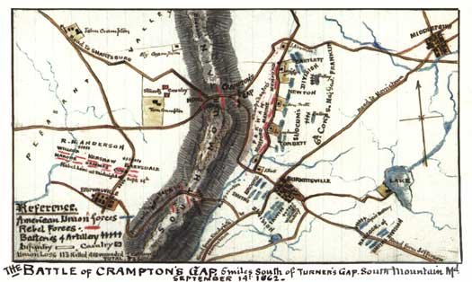 Battle Of South Mountain Or Crampton’s Gap Maryland 1862 Civil War Map ...