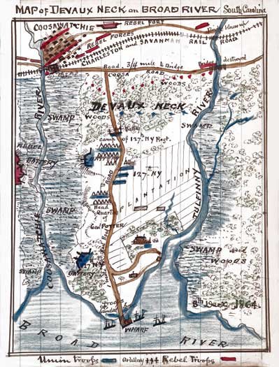 Devaux Neck On Broad River South Carolina Civil War Map By Sneden