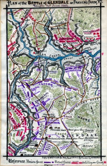 Plan of the Glendale Battle or Frasier's Farm 1862 Civil War map by Sneden