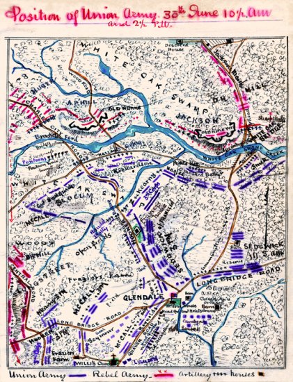 Position of Union Army Virginia 1862 Civil War map by Sneden