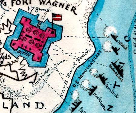 Siege of Fort Wagner Morris Island Charleston Harbor South Carolina ...