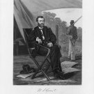 General Ulysses S. Grant full-length portrait seated in camp Civil War art drawing print