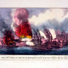 Brilliant Naval Victory Mississippi canvas art print by Currier & Ives