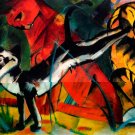 Three Cats cat feline painting canvas art print by Franz Marc