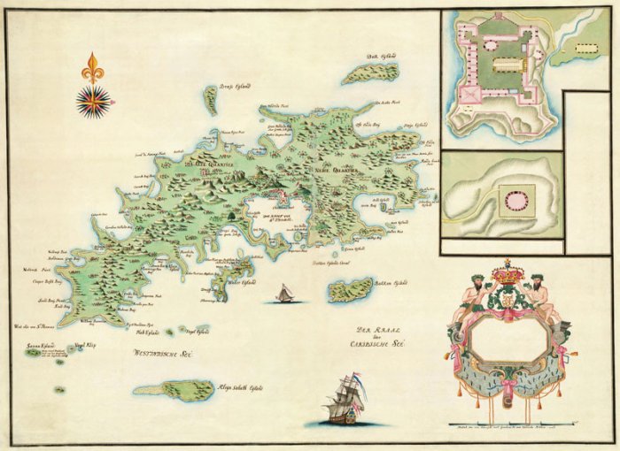 St. Thomas Danish West Indies US Virgin Islands 1772 plantation Caribbean map