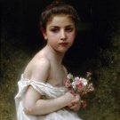 Petite fille au bouquet 1896 canvas girl child art print by William Adolphe Bouguereau