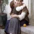 Calinerie 1890 A Little Coaxing girls canvas art print by William Adolphe Bouguereau
