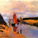 Port of Trouville seascape sailboats fishers river landscape canvas art print by Claude Monet