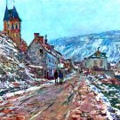 Road to Vetheuil in Winter landscape cityscape canvas art print by Claude Monet