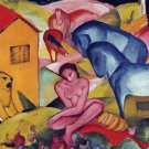 The Dream 1912 horses equestrian woman domestic animal farm canvas art print Franz Marc
