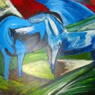Hold but Seemed to me the Whole Pale horses equestrian farm landscape canvas art print by Franz Marc