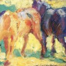 Horses 1909 equestrian domestic animal farm woods forests landscape canvas art print by Franz Marc