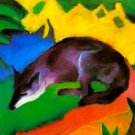 Blue Black Fox 1911 wild animal woods forests landscape canvas art print by Franz Marc