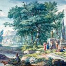 Arcadian Landscape with Figures Making Music water river canvas art print by Jan van Huysum