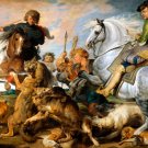 Wolf and Fox Hunt animals horses dogs canvas art print by Rubens