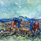 Farmers at Work Bauern bei der Arbeit 1890 landscape farm canvas art print by Vincent van Gogh