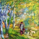 Young Man in the Forest of Fontainebleau landscape dogs canvas art print by Pierre-Auguste Renoir