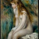 Bathing I girl woman canvas art print by Pierre-Auguste Renoir