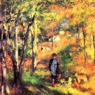 Painter Jules Le Coeur Walking His Dogs in Fontainebleau canvas art print by Pierre-Auguste Renoir