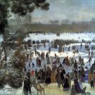 Skating runners in the Bois de Bologne winter landscape canvas art print by Pierre-Auguste Renoir