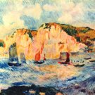 Sea and Cliffs seascape rock boats canvas art print by Pierre-Auguste Renoir
