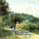 Road to Louveciennes landscape trees people forest canvas art print by Pierre-Auguste Renoir