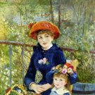 On the Terrace 1881 woman girl flowers water landscape canvas art print by Pierre-Auguste Renoir