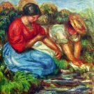 Laundresses I women river water landscape canvas art print by Pierre-Auguste Renoir