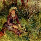 Madame Renoir with Dog woman portrait landscape canvas art print by Pierre-Auguste Renoir