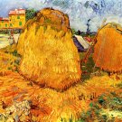 Haystacks in Provence II landscape canvas art print by Vincent van Gogh