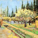 Orchard in Blossom Bordered by Cypresses landscape canvas art print by Vincent van Gogh