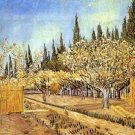 Orchard in Blossom Bordered by Cypresses II landscape canvas art print by Vincent van Gogh