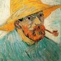 Self Portrait with Pipe and Straw Hat man canvas art print by Vincent van Gogh