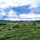 Wheat Fields with Stacks landscape canvas art print by van Gogh