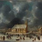 Skating at Sloten near Amsterdam canvas art print Abrahamsz Beerstraten