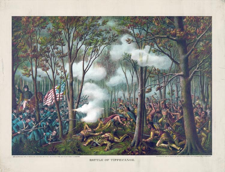 Battle Of Tippecanoe Indian 1811 Civil War Canvas Art Print By Kurz And ...