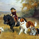 Rival Distractions pack of dogs child pony canvas art print by Barber
