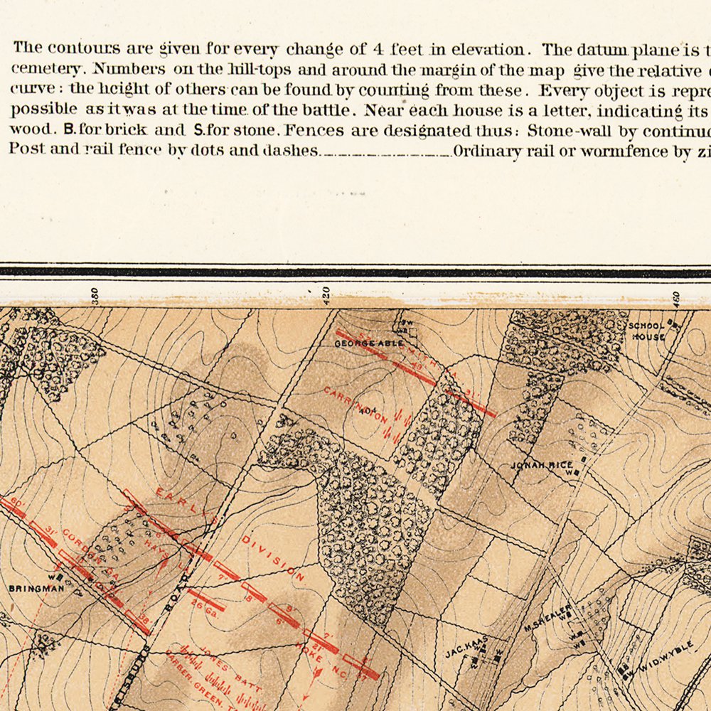 Gettysburg Battle Map 1st Day July 1 Civil War Canvas Print Bachelder