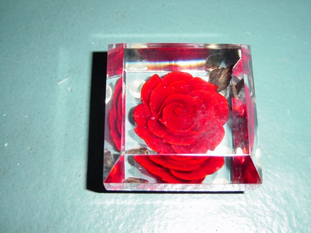 Hand Carved Colored Genuine Bircraft Originals Encased Rose #300692