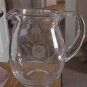 Hand Blown Flower Etched Glass Drink Pitcher #301233