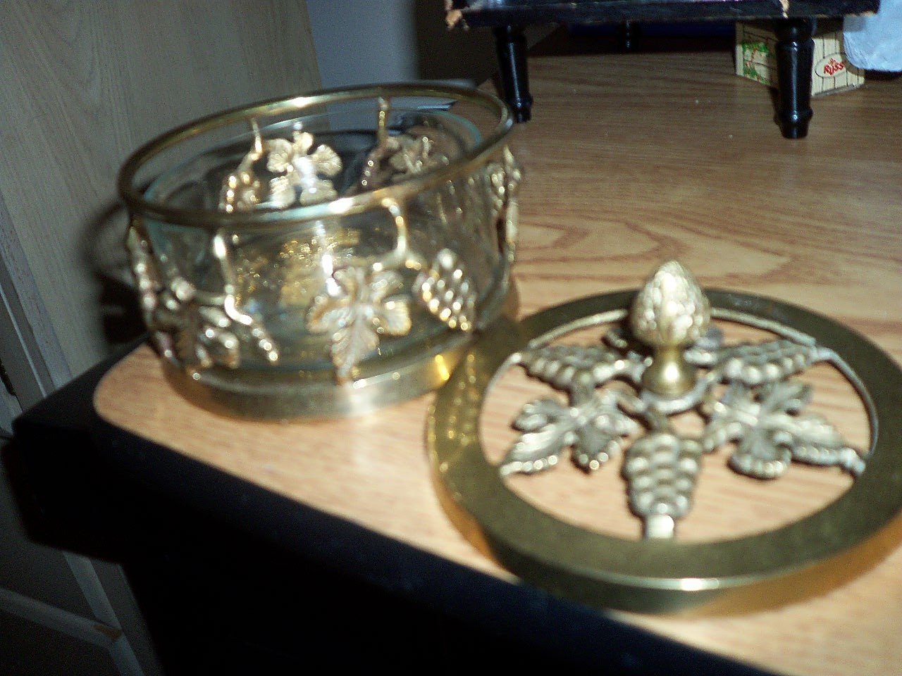 Brass and Glass Potpourri Holder Grape Decorations 301392