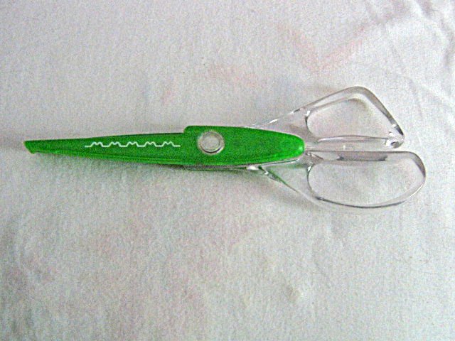 7 3/4" Clear Green Plastic Craft Scissors with Stainless Steel Blade  #301469